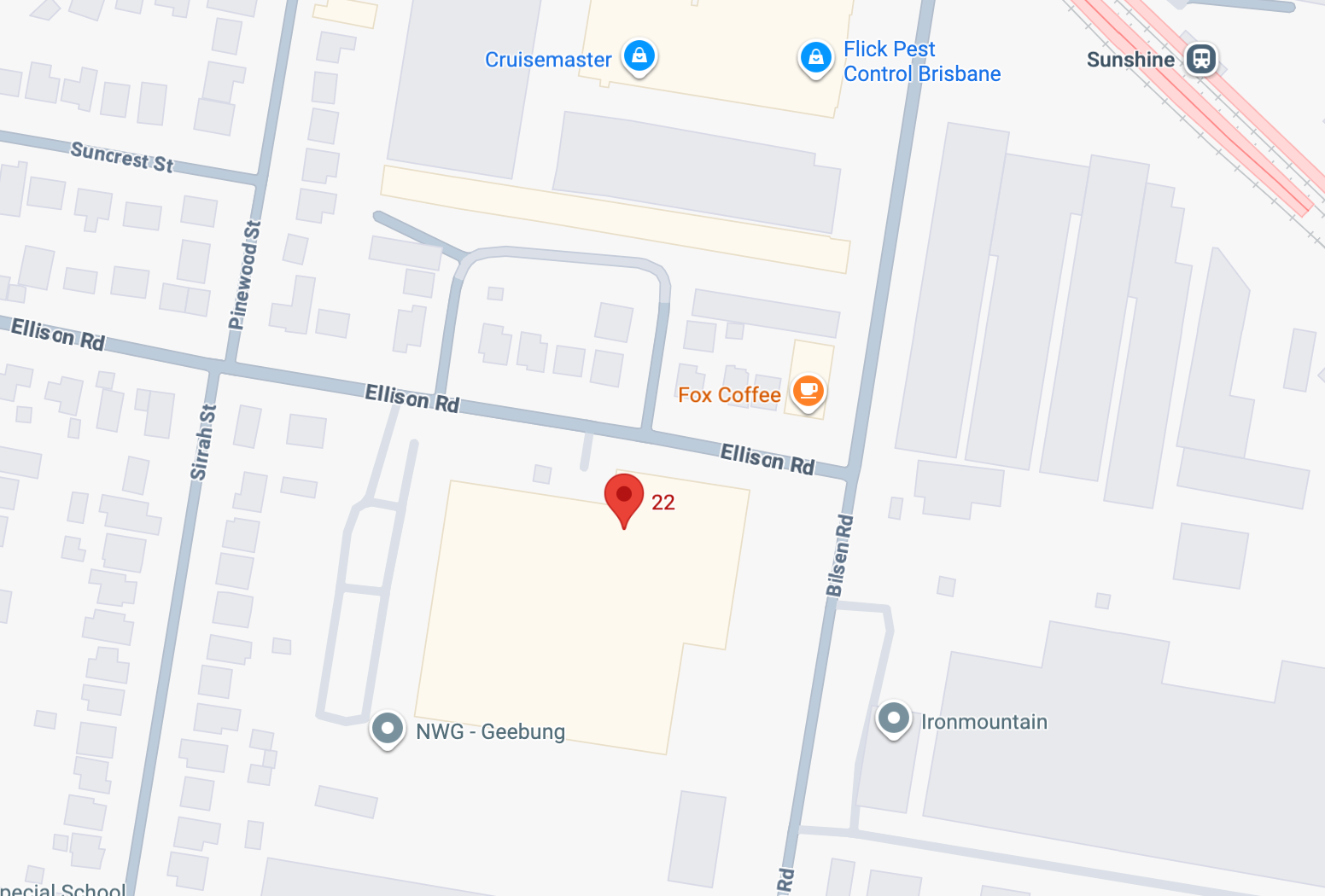 Map showing 22 Ellison Road, Geebung